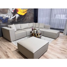 Erduran Mobilya Angelo 6 Modül Sırt Minderli Zero 03 Leke Tutmaz Kumaş Köşe Koltuk Takımı