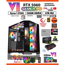 Zeiron Rampage LCD X32 💎 Ryzen 7 5700X 32GB Ram 1tb M.2 Nvme SSD 8gb Gddr7 RTX5060 Sıvı Soğutmalı Premium Oyuncu Masaüstü Bilgisayarı
