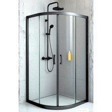 Durul Duşakabin Oval Siyah 5mm Şeffaf Yükseklik 190 cm