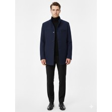 Slimfit Dar Kesim Tüylenmez Içi Kumaş Kaşe Kaban