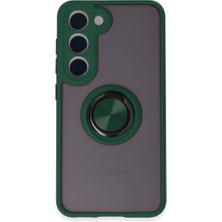 LTG Nova Galaxy S23 Kılıf Montreal Yüzüklü Silikon Kapak - Yeşil