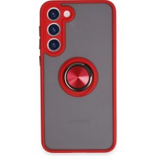 LTG Nova Galaxy S23 Kılıf Montreal Yüzüklü Silikon Kapak - Kırmızı