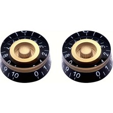 Kul Concept Gitar Potans Düğme Başlığı 2 Adet Ton ve Ses Pot Düğmesi Siyah-Gold