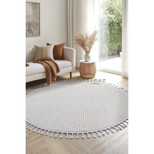 Saraz Halı S256 Beyaz Yuvarlak Bukle Halı – Buklem Koleksiyonu Salon Halısı, Mutfak Halısı, Antre Hol Halısı