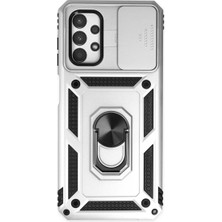 LTG Nova Galaxy A33 5g Kılıf Pars Lens Yüzüklü Silikon - Gümüş