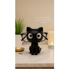SEVİMLİ SİYAH KEDİ Gözlük Standı Dekoratif Gözlük Tutucu Masaüstü Gözlük Standı Hediye Organizer