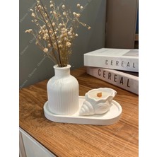 Elmessa 3 Parçalı Dekoratif Set Stantlı-Vazo,stant,istiridye Mum(Verniklidir)