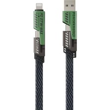 Braventa Collection Pdateknoloji Azeada 4 In 1 4'lü 65W USB Type-C ve Lightning Örgülü Şarj ve Data Kablosu - 1.5m Siyah