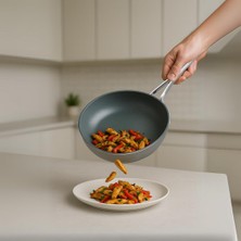 Braventa Collection Sera Nova Yanmaz Yapışmaz Seramik Wok Tava 28 cm – Gri