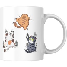 Braventa Collection Kedi Baskılı Kupa Bardak Komik Desenli Hediyelik Kahve Çay Kupası