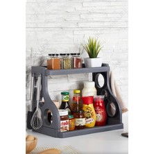 Braventa Collection Mutfak ve Banyo Tezgah Üstü 2 Katlı Organizer – Antrasit Düzenleyici Raf, Çok Amaçlı Saklama