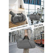 Kaff Orta Boy Gri Önü Cepli Ayarlanabilir Omuz Askılı El Seyahat Spor Çantası -00832