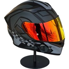 Scharf 902 Çene Açılır Motosiklet Kaskı – Güneş Gözlüklü Hx1 Grey (Dark Red Vizörlü)