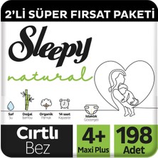 Braventa Collection Sleepy Natural 2'li Fırsat Paketi Bebek Bezi 4+ Numara Maxi Plus 198 Adet