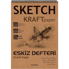 Braventa Collection Kraft Kağıt A4 Eskiz Defteri 90 Gr. Spiralli 50 Yaprak Sketchbook