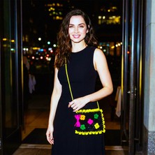 Sevsenka Neon Çiçekli Lüks Tasarım Siyah Omuz Çantası - 14 Şubat Sevgililer Günü Özel Koleksiyonu - Romantik & Retro Moda Defile Ürünleri