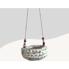 Braventa Collection Muhabbet Kuşları Için Hamak Salıncak Desenli Beyaz-Pembe 8cm