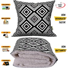 Caisya Home Modern Etnik Desenli Opsiyonel Yastık Içinde Tv Battaniyesi 110 x 170 cm