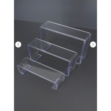 Rafburada 3'lü Merdiven Set - Biblo, Kozmetik, Ürün Düzenleyici - Pleksi Şeffaf