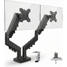 CoverZone 17–32 Inç Amortisörlü Çiftli Pivot Monitör Kolu,gazlı Yaylı,2–9kg,çift Montaj Sıkıştırma ve VIDALAMA,360° Döner,vesa Uyumlu Stant, F160