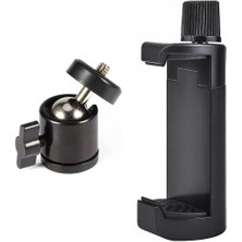 Braventa Collection Telefon Tripod Tutucu Başlık + Tripod 90° Yönlendirme Aparatı Dönebilen Başlık Tüm Tripodlara Uyumlu