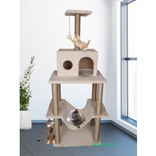 Feyza Design Renkli Tırmalama ve Oyun Evi, Kedi Için Eğlenceli Platform