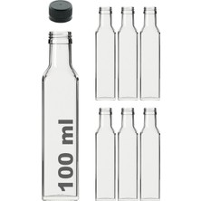 Braventa Collection Maraska Şeffaf 100 ml Sızdırmaz Kapaklı Boş Cam Şişe 6 Adet