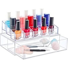 Braventa Collection Şeffaf 15 Gözlü Oje Düzenleyici, Oje Standı