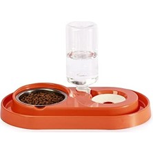 Braventa Collection Miapet Hazneli Kedi-Köpek Mama ve Su Kabı Seti 1000ML Turuncu