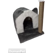 Feyza Design Dayanıklı Tek Katlı Gri Kedi Oyun Evi ve Tırmalama Tahtası
