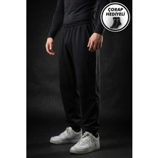 Liber Basic Siyah Eşofman Altı Lastikli Paça Rahat Kesim Cepli Jogger