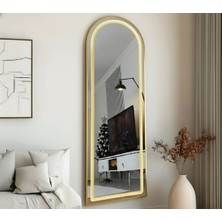 Esen Home Decor Gold Çerçeveli Günışığı Ledli Oval Duvar Aynası 60X180CM