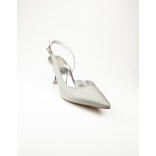 Babalı 439 Simli Topuklu Abiye Kadın Ayakkabı