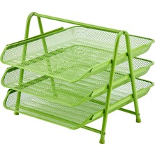 Braventa Collection Perfore 3'lü Evrak Rafı Seti Yeşil