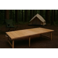 Braventa Collection Katlanır Sabit Ayaklı Kamp, Piknik ve Bahçe Masası 70X120 cm - Ham Naturel Renk