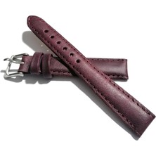 Fado&her Saate Uyumlu Hakiki  Deri Saat  Kordonu  Bordo Düz  16 mm  (407  )