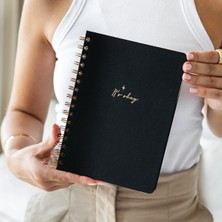 Braventa Collection A5 Spiralli Sert Kapak Keten Düz Çizgisiz Tarihsiz Not Defteri Siyah