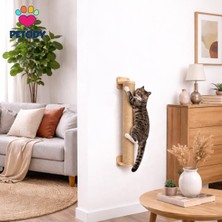 Feyza Design Doğal Ahşap Kedi Tırmalama Paneli, Duvara Monte, Dayanıklı ve Şık