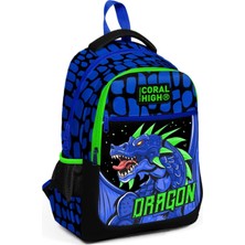 Braventa Collection High Üç Gözlü Erkek Çocuk Orta Okul Çantası - Lacivert Yeşil Dragon