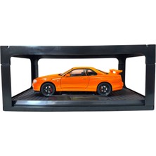 Toysturka 1:24 Metal Model Koleksiyon Araba Nissan Skyline Gt-R R34 Turuncu 19 cm (Döner Ön Tekerler)
