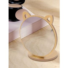 Braventa Collection Unichrome Kedi Ayna Ahşap Standlı Masa Üstü Makyaj Aynası Make Up (14)