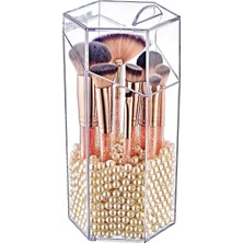 Braventa Collection Kapaklı Makyaj Fırça Düzenleme Altıgen Kapaklı Makyaj Aksesuar Düzenleyici Organizer