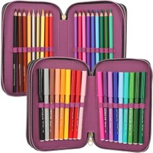 13017 Rebel - 3 Bölmeli Kutu, Siyah, Model, Parıltı ve Aslan Derisi, Renkli Kalemler, Cetvel, Makas ve Çok Daha Fazlası ile Kutu