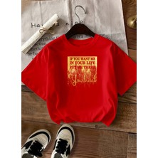 Caddekombin Kadın Your Heart Motto Yazılı Grafik Baskılı Kırmızı T-Shirt
