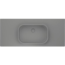 Real Stone Pure Etajerli 60X50 Gri Granit Banyo Lavabosu