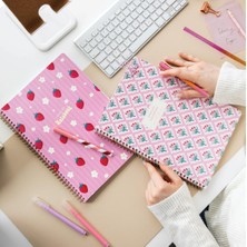 Braventa Collection Paperora A4 Spiralli Karton Kapak 2’li Set Düz Çizgisiz Okul Defteri 80 Yaprak, Ders Programlı Çilek