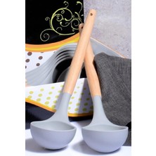 Braventa Collection Bambu Saplı Silikon Kepçe Füme