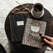 Braventa Collection A5 Spiralli Karton Kapak Çizgili Okul Defteri 80 Yaprak 2'li Set - Ders Programlı - Leopar