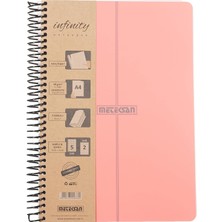 Braventa Collection Serisi, A4, 7 Konulu (5 Kareli, 2 Çizgili) 210 Yaprak Pp Kapaklı Spiralli Defter, Pembe