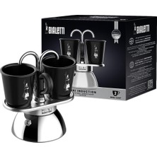 Braventa Collection Bialetti - Set Mini Indüksiyon: Ocak Üstü Espresso Pişirici + 2 Cups - Indüksiyon Ocak Türleri Için